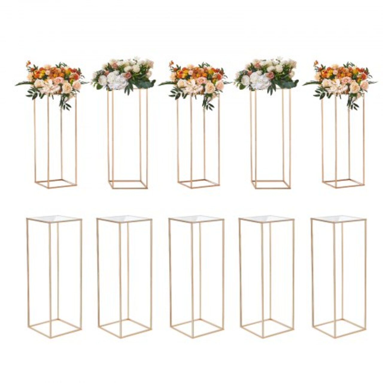 Gold Wedding Flower Stand 10PCS, 31.5" Acrylic Metal Centerpiece for Events